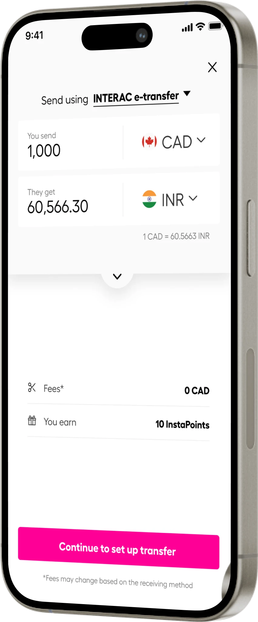 sending money from USA to other countries app screenshot
